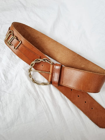 Vintage Handmade Big Leather Waist Belt