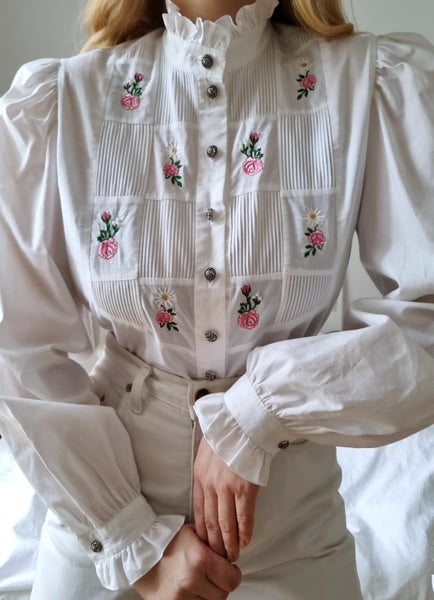 Vintage Roses and Ruffles Blouse
