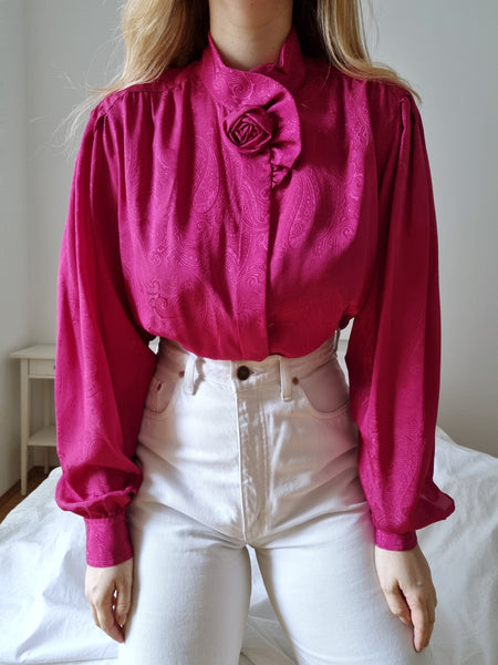 Vintage Pink Rose Paisley Blouse