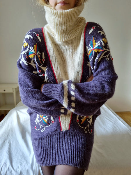 Vintage Pure Wool Embroidered Pullover
