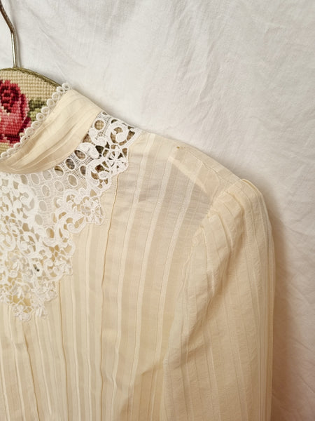 Vintage Handmade Lace Silk Blouse