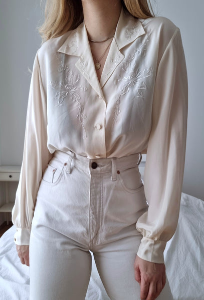 Vintage Hand Embroidered Silk Blouse