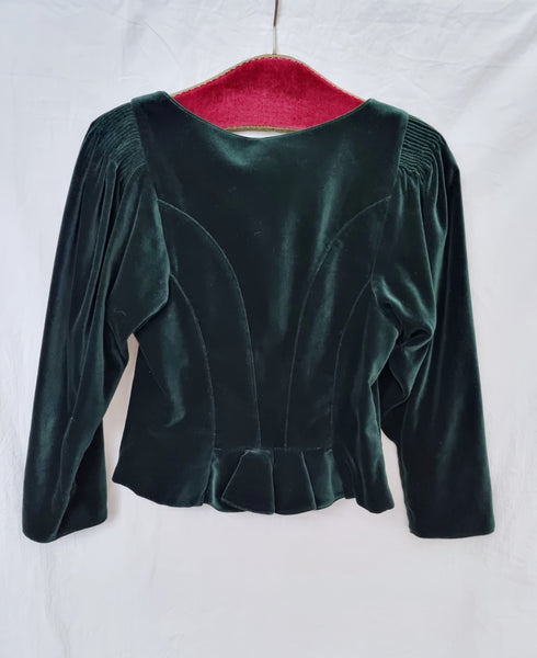 Vintage Dark Green Velvet Top