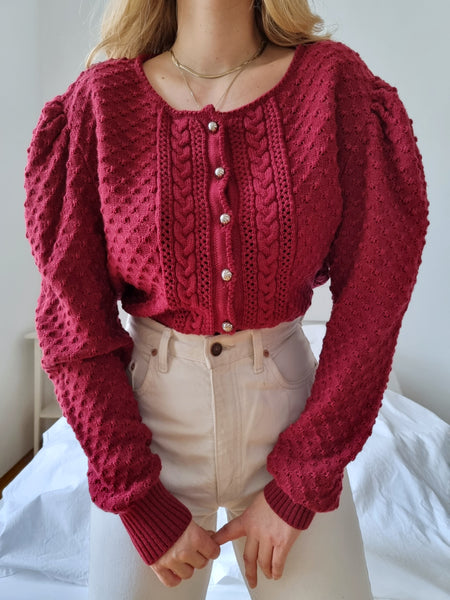 Vintage Very Berry Wool Cardigan