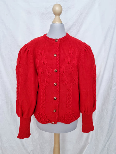 Vintage Red Wool Tree Cardigan