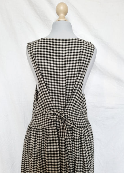 Vintage Back Tie Gingham Maxi Dress