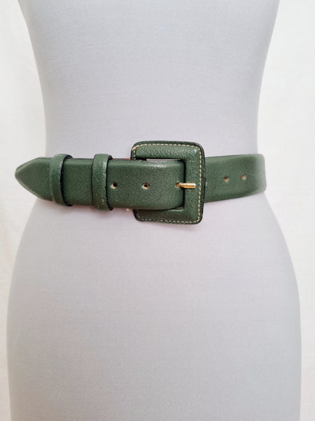 Vintage Genuine Green Leather Belt