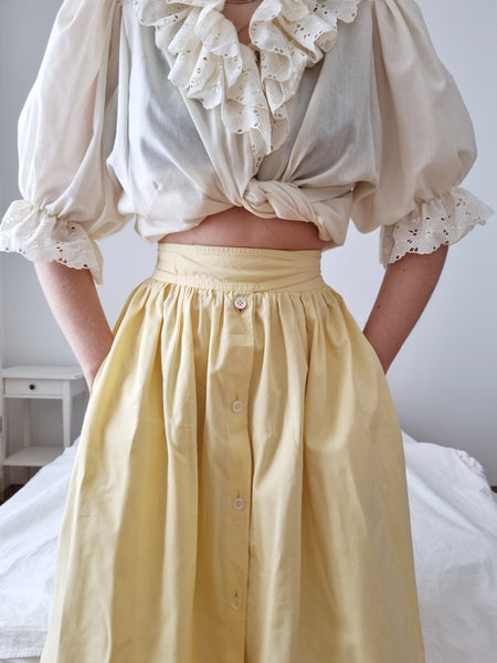 Vintage High Waist Pastel Yellow Skirt