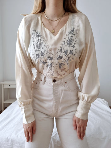 Vintage Pure Silk Butterfly Blouse