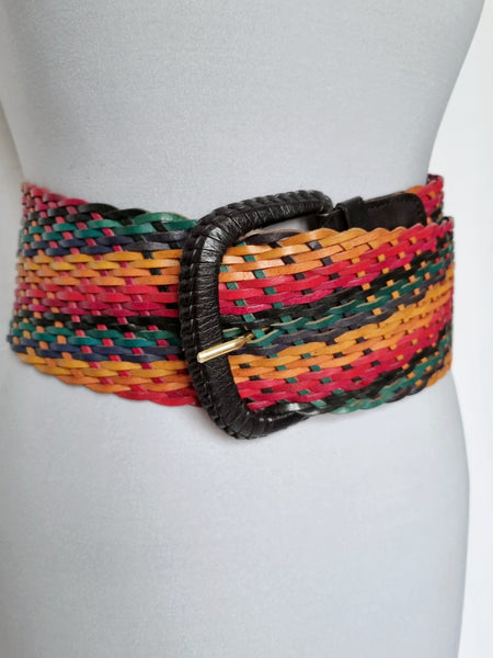 Vintage Rainbow Leather Waist Belt