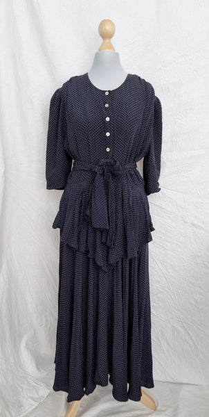 Vintage Marine Blue Polka Dot Dress