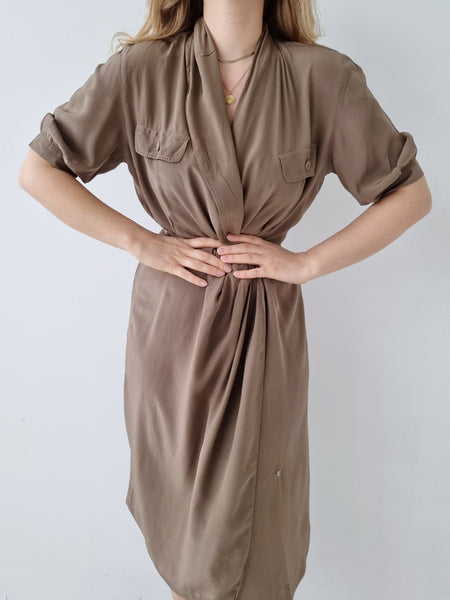 Vintage Soft Brown Silk Dress