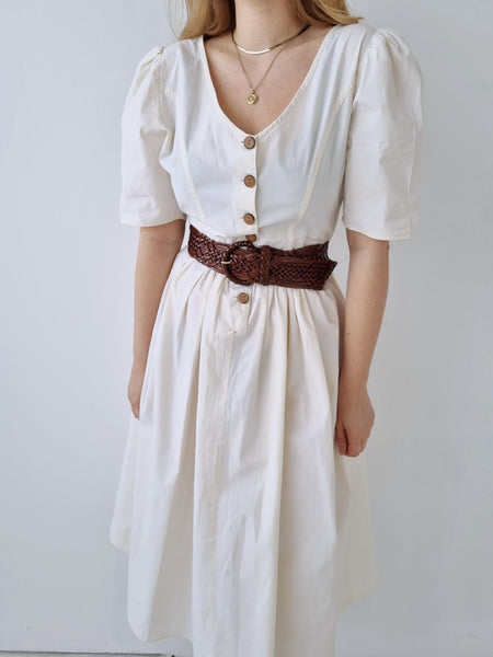Vintage Cream Midi Length Dress