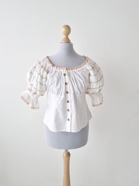 Vintage Bustier Puff Sleeve Blouse