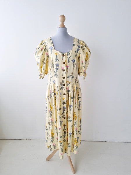 Vintage Pastel Yellow Early Bloomers Dress