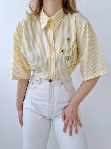 Vintage Striped Butterfly Blouse