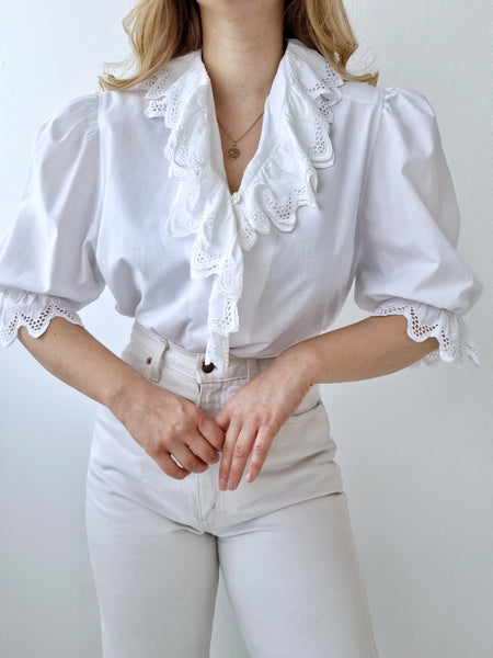 Vintage White Pointy Lace Blouse