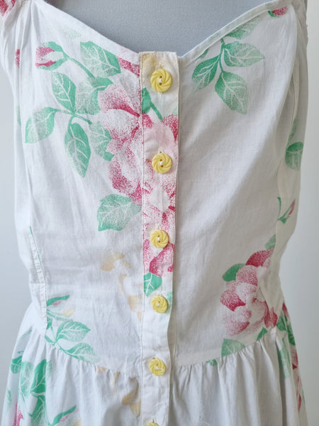 Vintage Handmade Floral Ruffle Strap Dress
