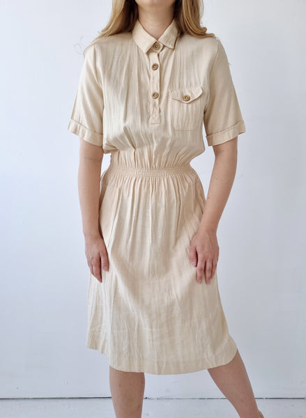 Vintage Handmade Beige Midi Dress