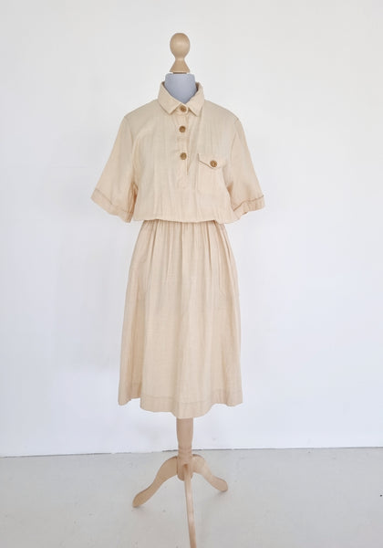 Vintage Handmade Beige Midi Dress