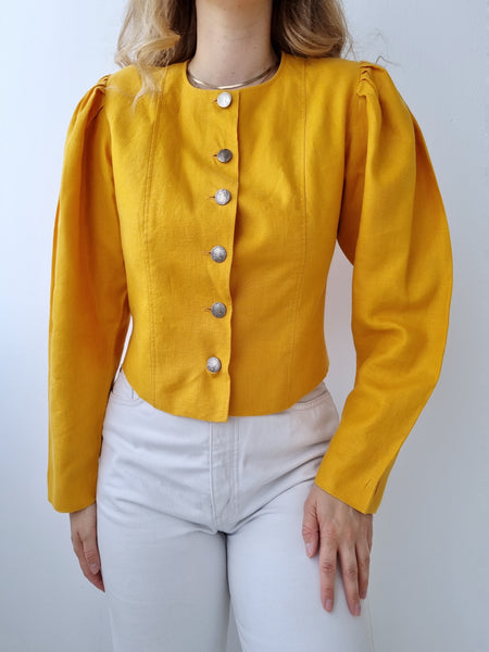 Vintage Deep Yellow Linen Jacket