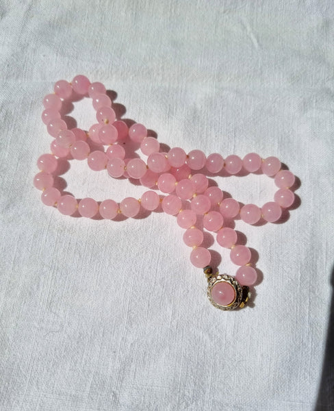 Vintage Soft Pink Glass Pearl Necklace