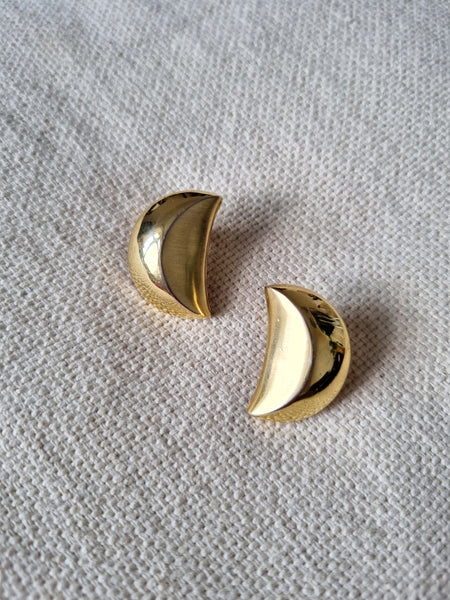 Vintage Golden Moon Clip on Earrings