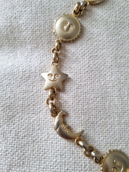 Vintage Sun Moon and Stars Necklace