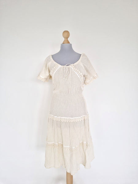 Vintage Handmade Cream Island Dress