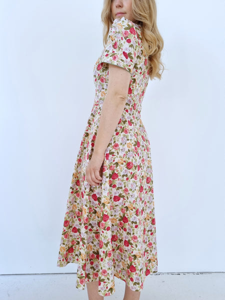 Vintage Rose Hedge Maxi Dress