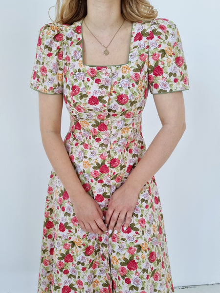Vintage Rose Hedge Maxi Dress
