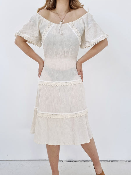Vintage Handmade Cream Island Dress
