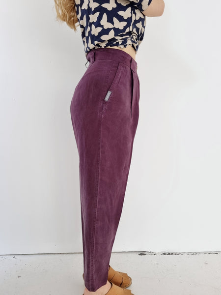 Vintage Bordeaux Silk Pants