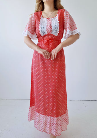 Vintage 70s Daisy Lace Dress