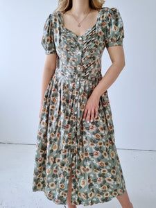 Vintage Sage Sunflower Dress