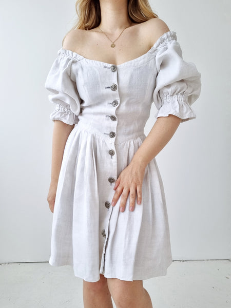 Vintage Pure Linen Mini Dress