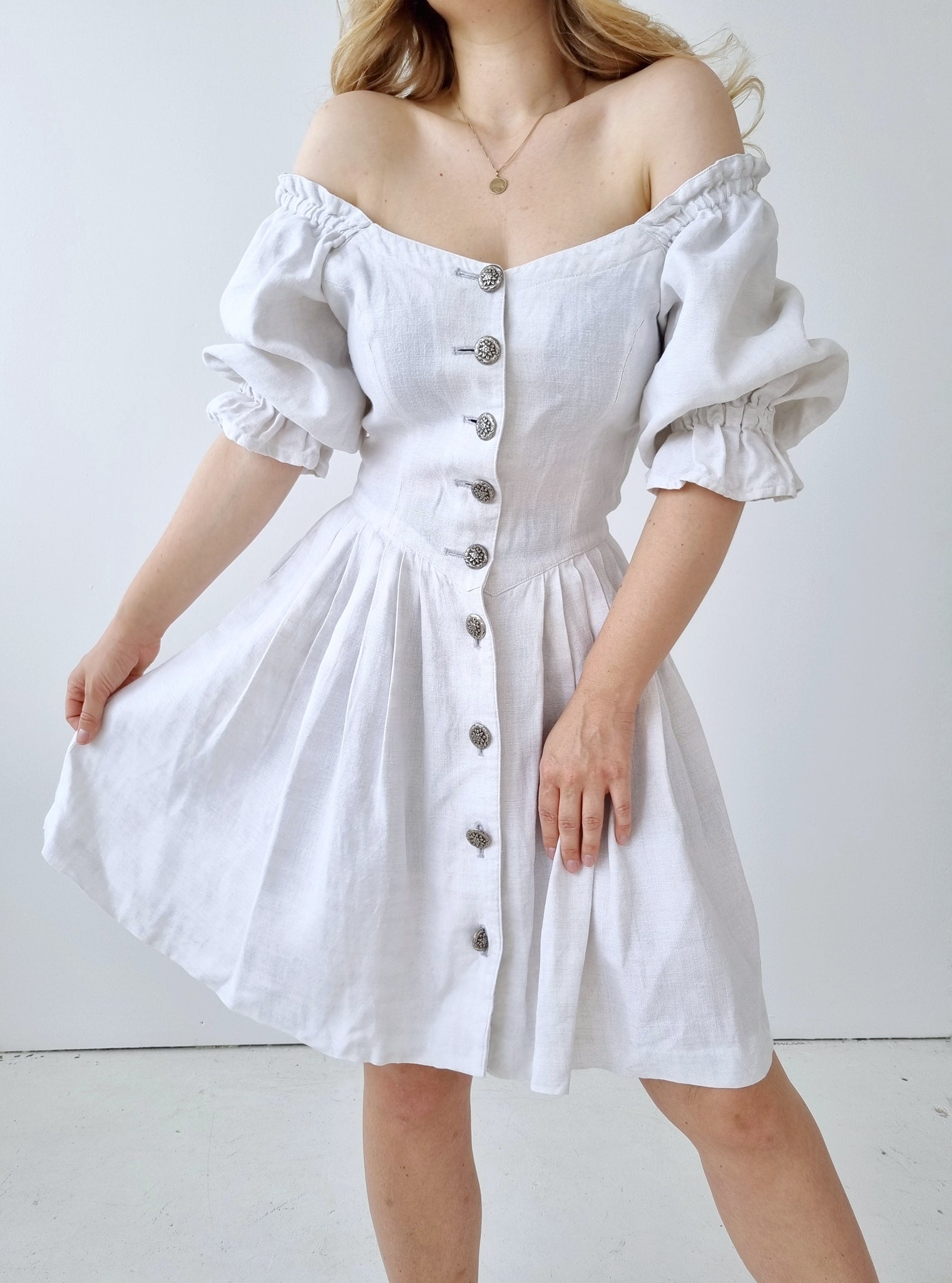 Vintage Pure Linen Mini Dress