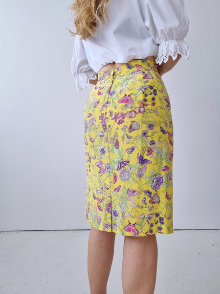 Vintage Pure Silk Butterfly Skirt