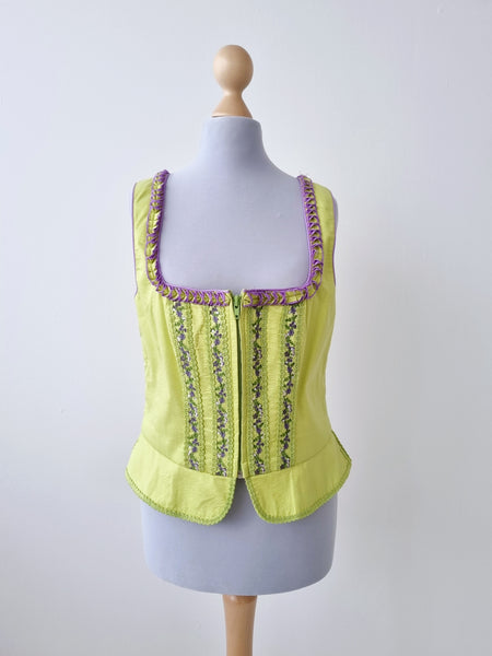 Vintage Green and Lilac Bustier Top