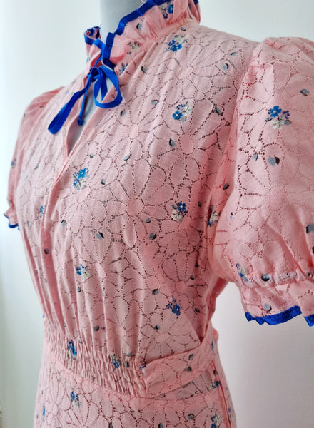 Vintage Soft Pink Lace Maxi Dress