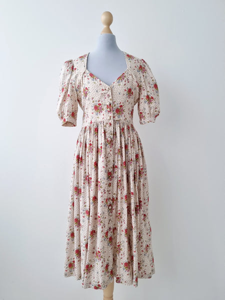 Vintage Handmade Rose Bouquet Dress