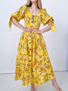 Vintage Yellow Flower Field Dress