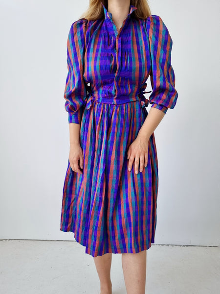 Vintage Handmade Silk Midi Dress