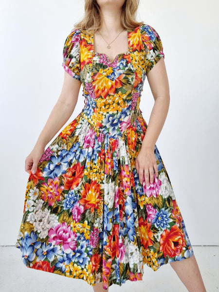 Vintage Tropical Midi Dress