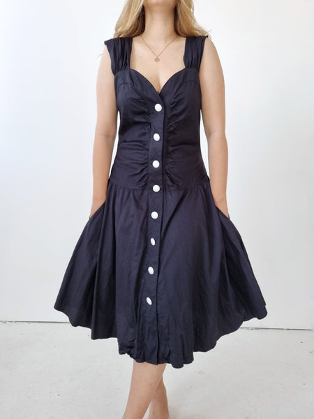 Vintage Little Black Cotton Dress