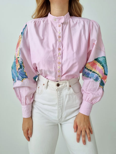 Vintage Handmade Rainbow Butterfly Shirt