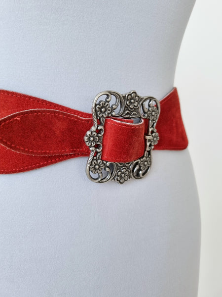Vintage Red Wild Leather Waist Belt