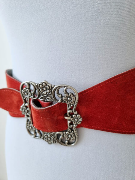 Vintage Red Wild Leather Waist Belt