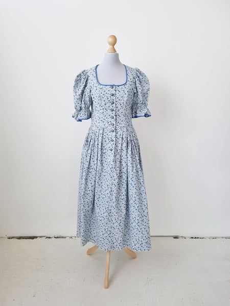 Vintage Blue Roses Cottage Dress