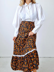 Vintage Handmade 70s Floral Maxi Skirt